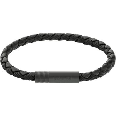 Armband CALVIN KLEIN "VELOCITY", schwarz, Armbänder, Herren, 19,5cm, Edelstahl Leder, Edelstahl, Leder, Armband