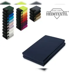 EXKLUSIV HEIMTEXTIL Doppelpack Jersey Spannbettlaken Premium Navyblau 120 x 200 cm