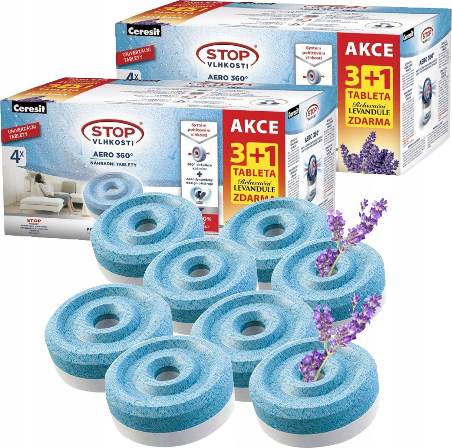 Ceresit Vochtabsorberende tabletten, 450g, 2x lavendel en 6x normaal