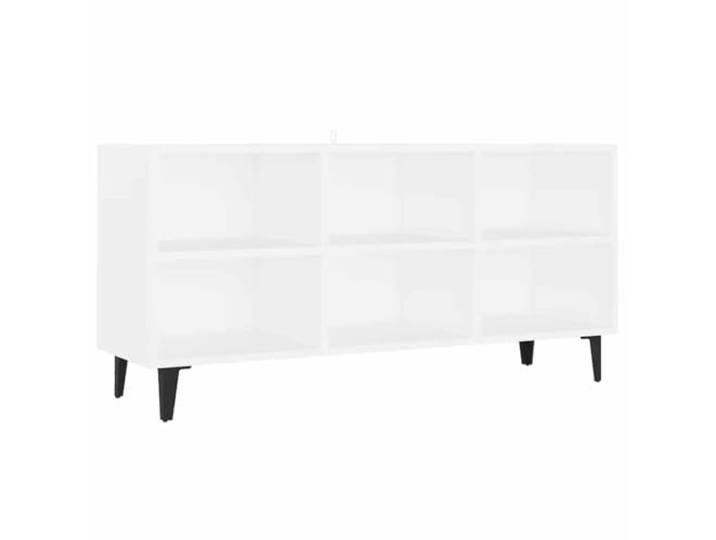 GKHPYURE TV-Schrank weiß 103,5 x 30 x 50 cm mit 6 Fächern Mehrschichtiges Holz und Metall, 4 Beine aus Metall, Industrie-Stil, Montage erforderlich