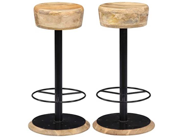 NLQMSU Barstühle aus massivem Mangoholz, mit beschichtetem Eisen, 2 Stück Handgefertigt, dichtes Hartholz, elegantes Design, lackiert, Kapazität 110 kg, für den Innenbereich