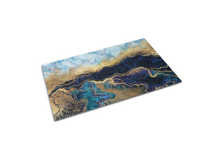 Tulup Fussmatte 150 x 100 cm Blauer Marmor, 150x100 cm, Teppiche und Böden, Schmutzfangmatten, Fußmatten