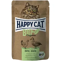 HAPPY CAT BIO Organic 85 Gramm Katzennassfutter 12 x 85 Gramm Huhn mit Ente