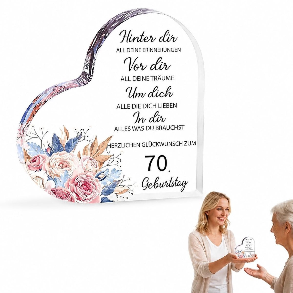 Solidchoice Verjaardagsdecoratie voor Dames met Hartvormige Plaquette voor 70e Verjaardag
