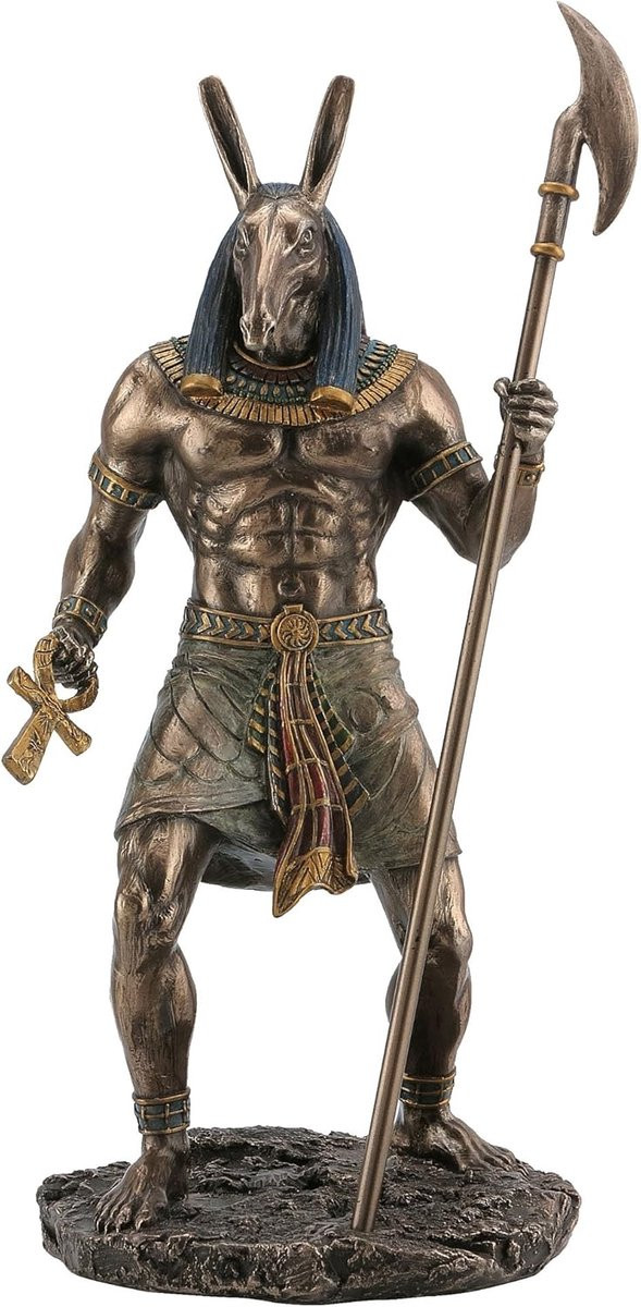 Anubis Beeld Egyptische Jakhals God met Brons Afwerking, Hoogte: 25,4 cm