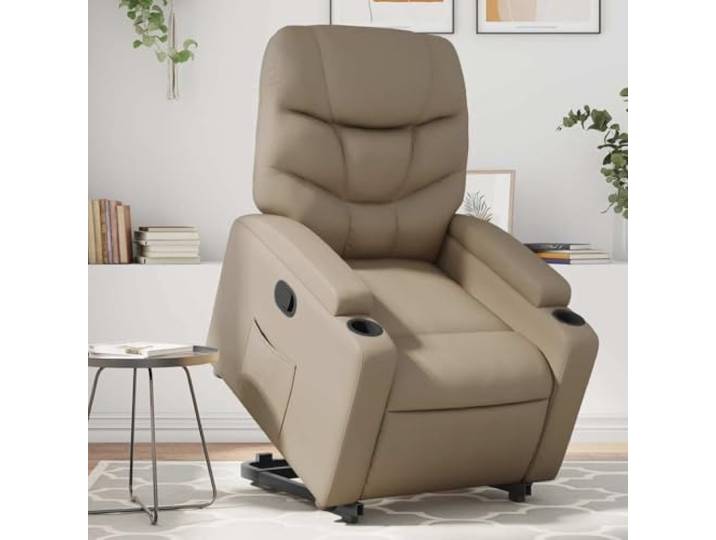 NLQMSU Sessel, Cappuccino, Kunstleder, mit elektrischer Anhebung Elektromotor, Neigung 135 Grad, Getränkehalter, Seitentasche, schmutzabweisendes Kunstleder, 110 kg