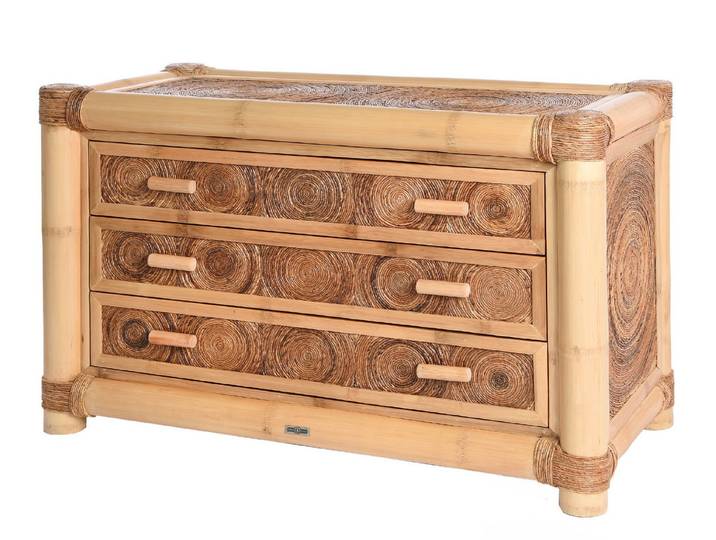 Bambus-Lounge Kommode Celebes Sideboard B120 cm Kommode f. Schlafzimmer Wohnzimmer Schrank