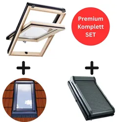 HOME4U Dachfenster Komplett-Set Holz 2-fach 094/118