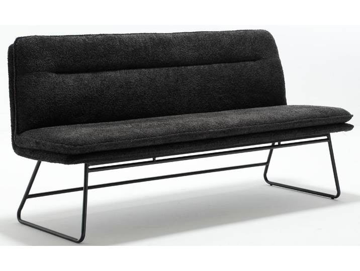 Bank HOME AFFAIRE, grau (anthrazit, schwarz), B:180cm H:89cm T:69cm, Metall, Stoff, Sitzbänke, Bank