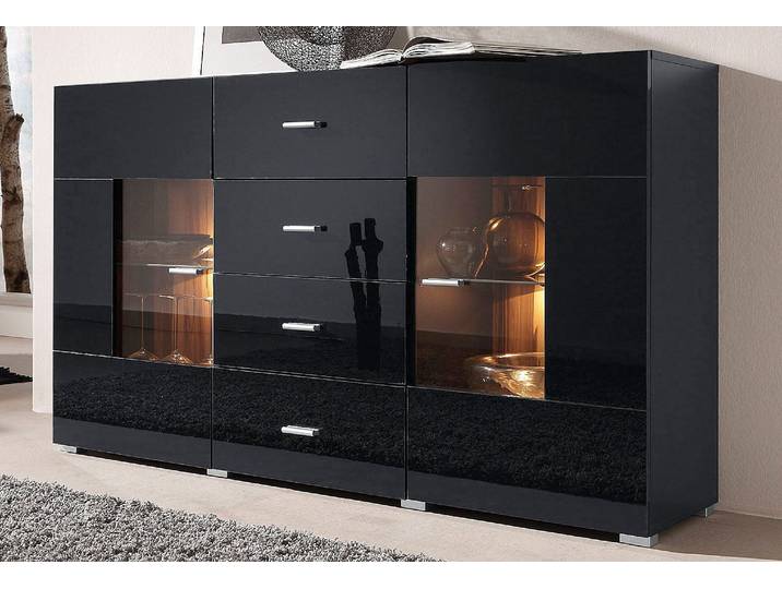 Sideboard HÖLTKEMEYER Happy , schwarz (schwarz, nussbaumfarben), Sideboards, Sideboard, Breite 150 cm