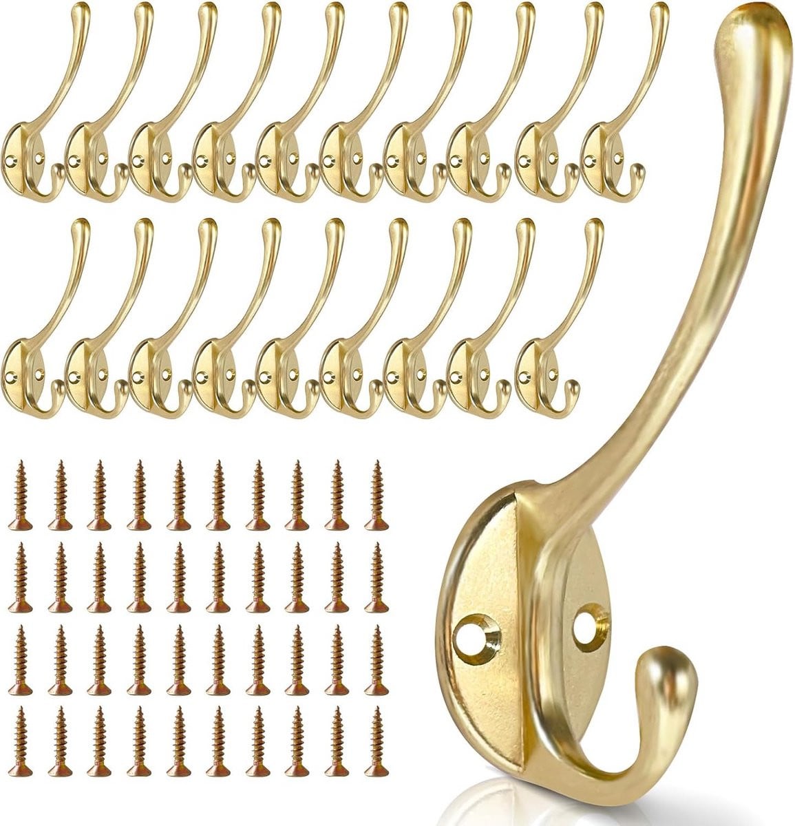 20x Stevige Metalen Wandhaken Goud - Universele Ophanghaken voor Badkamer, Keuken & Woonkamer