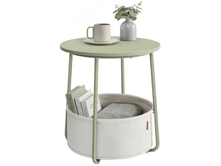 VASAGLE Kleine ronde salontafel, met stoffen mand, opbergruimte