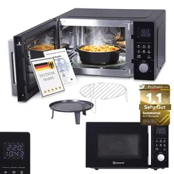 Sommertal 4in1 Mikrowelle MW2200 25L - Touch, Grill, Heißluft, 8 Programme, 99 Min Timer, Kindersicherung, Express-Start, Rost, Crisp-Pfanne