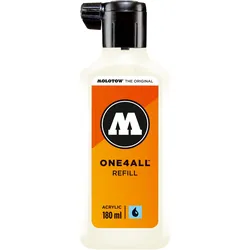 Molotow, Ersatzpatronen + Tintenfass, Nachfülltinte One4All für Permanentmarker 180ml naturweiss (Weiss, 180 ml)