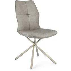 Esszimmerstuhl Kepler aus Kunstleder, modern gepolstert, taupe, Mikado-Gestell, komfortabel
