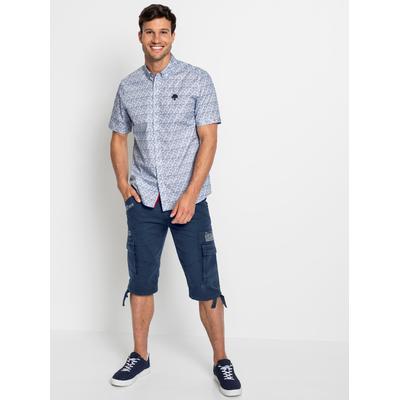 Kurzarmhemd CATAMARAN, Herren, Gr. 41/42, Normalgrößen, blau (jeansblau, weiß, gemustert), 100% Baumwolle, bedruckt, gemustert, körpernah, Hemden