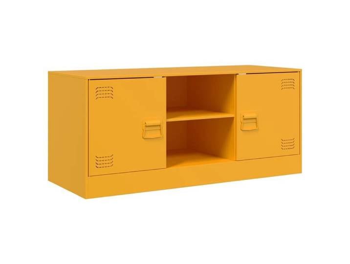En solde  Meuble TV pour Télévision - CLOUD - Meuble Télé Bas - jaune moutarde 99x39x44 cm acier LL4910