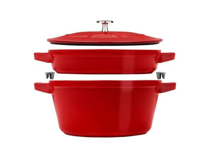 STAUB La Cocotte Kochtopfset, 2-tlg rund Gusseisen Kirsch-Rot Kochtopf Topf