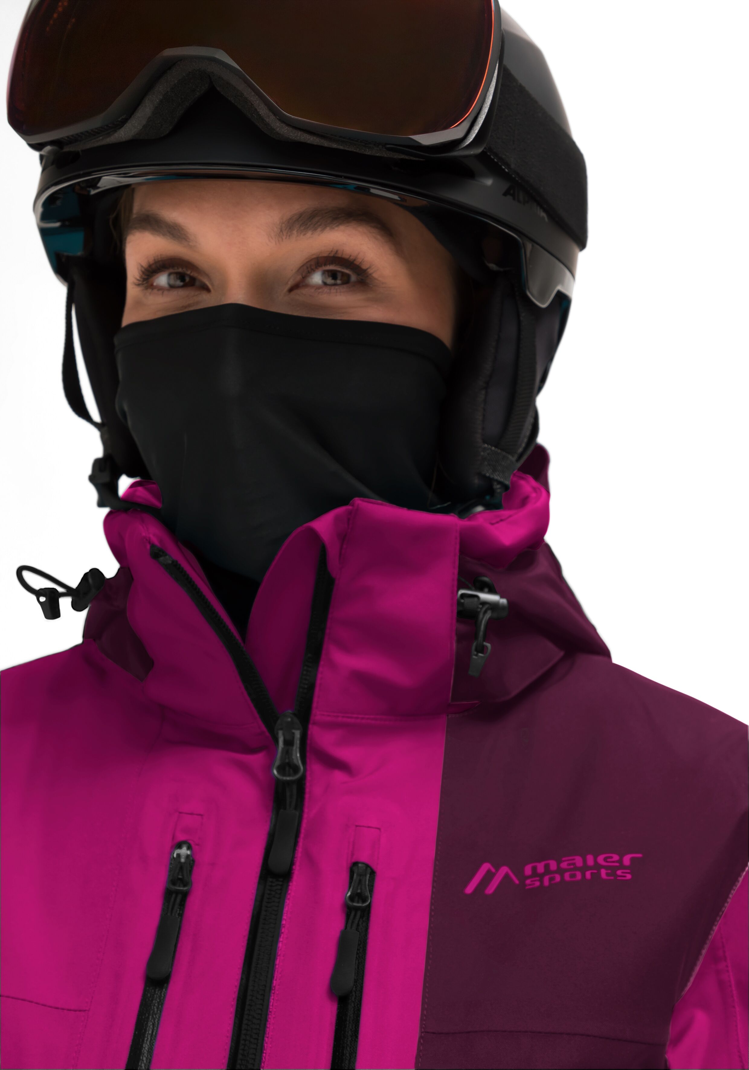 Skijacke MAIER SPORTS "Manzaneda", Damen, Gr. 44, pink (magenta), 100% Polyester, Rundhals, Jacken Skijacke, Damen Winterjacke, wind- und wasserdicht, 4 RV-Taschen, Regular Fit magenta 44