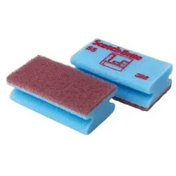 Putzschwamm 3M Scotch Brite 55 blau/rot gründliches reinigen ohne zu kratzen, 70x130 mm