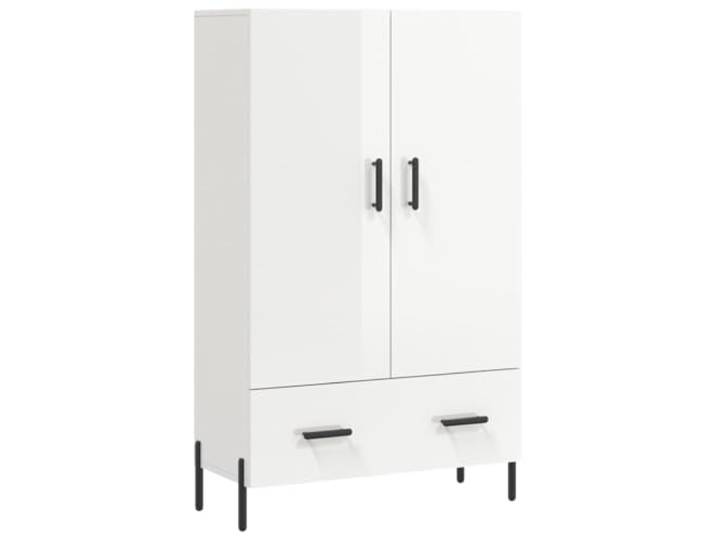 GHVBNMF Highboard Hochglanz-Weiß 69,5x31x115 cm Beistellschrank Stilvoller Mehrzweckschrank fürs Wohnzimmer mit Metallgestell, praktischen Türen und reichlich Stauraum für den Alltag.