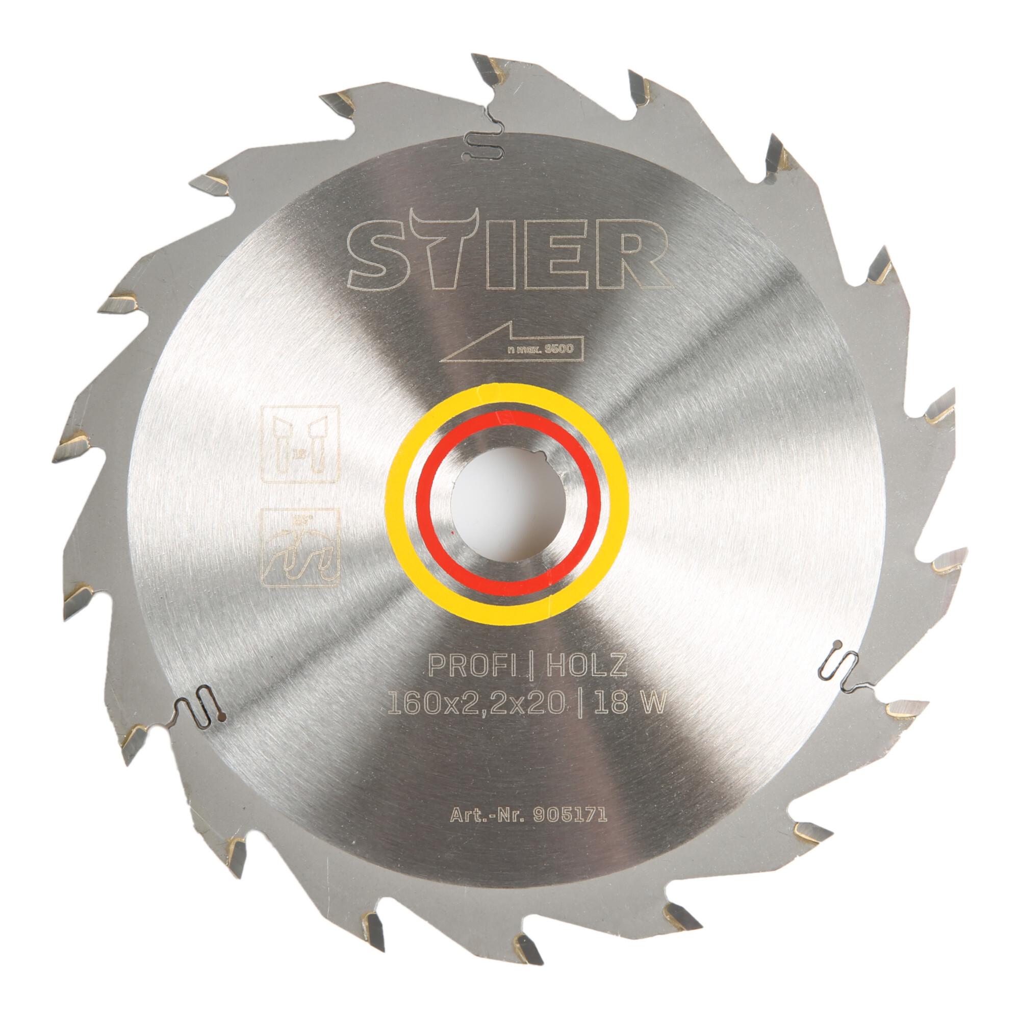STIER Profi Kreissägeblatt Holz 160x2,2x20 18W 25° Spanwinkel (905171)