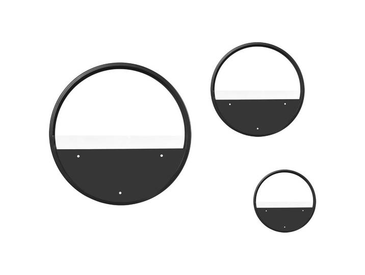 Outsunny 3Er-Set Blumentöpfe, Wand-Pflanzgefäß, Pflanzenbehälter für Garten Stahl Schwarz, Metall, 5 cm, Dekoration, Blumen & Blumentöpfe, Übertöpfe