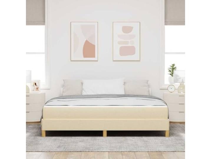 KTHLBRH Boxspringbett mit Matratze Creme 180 x 200 cm Stoff Luxuriöser, rechteckiger Designer-Bezug aus Stoff, für Schlafzimmer