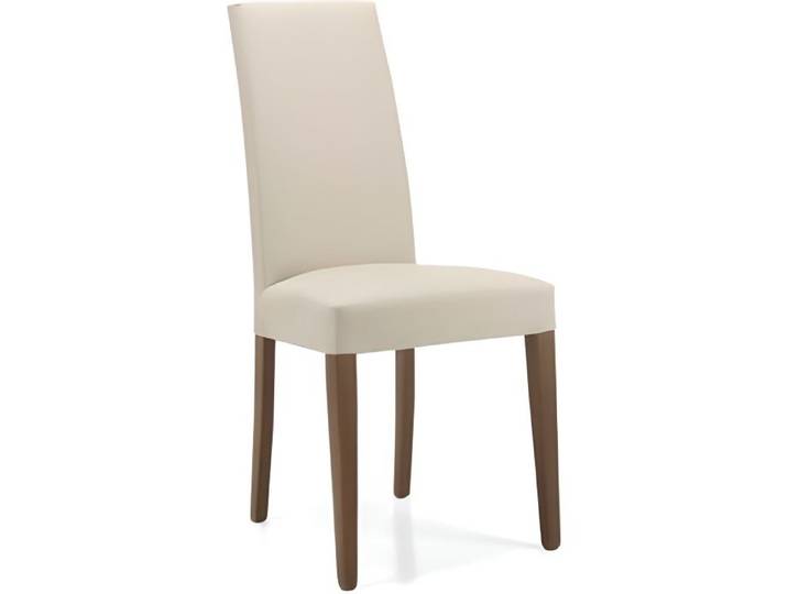 Chaises DENVER en simili cuir avec pieds peints en beige - DENVER - Lot de 2 - Bois massif - Simili - Beige