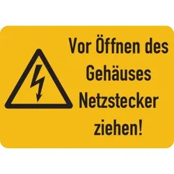 Warnschild, Netzstecker ziehen!, Folie - ISO 7010 - 52x37 mm Folie selbstklebend