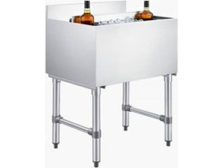 VEVOR Bac à Glace Commercial Capacité 61,6 L, Bac de Stockage à Glaçons avec Couvercle Coulissant et Porte-Bouteilles, pour Restaurant Bar Cocktail Pub, Cuve Isotherme en Acier Inox, 610x482x850 mm