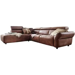 ECKSOFA MIT MOTORISCHER SITZTIEFENVERS. RISO Braun Leder
