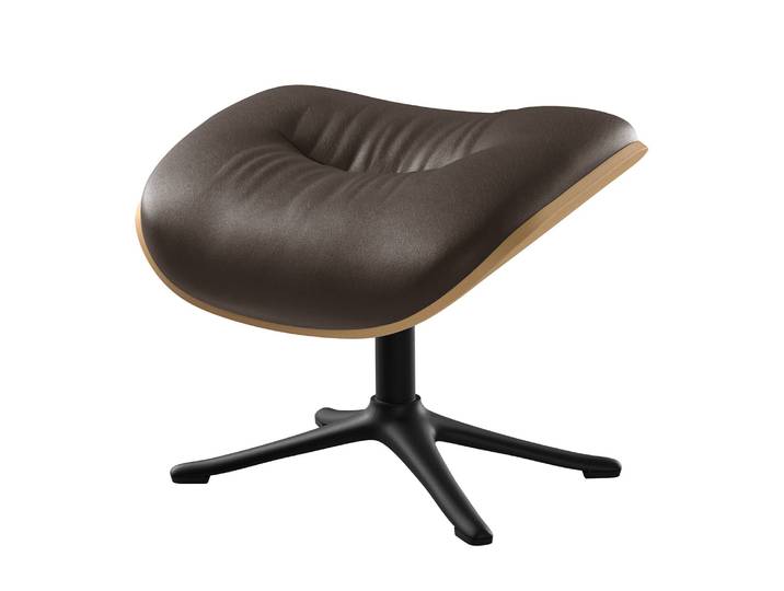 Repose-pieds I 44 x 39 x 42cm Marron/Marron foncé Noir Cuir véritable Neka : Marron foncé Structure:Chêne