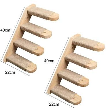 Uplift Picks Wall Mounted Cat Climbing Shelves With Hammock Steps And Wooden Jumping Platforms cat Stairs Left (2 Pcs)