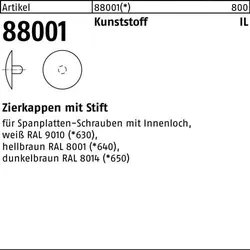 Zierkappe R 88001 Stift 2,5x 15 Ku. weiß 1000 Stück