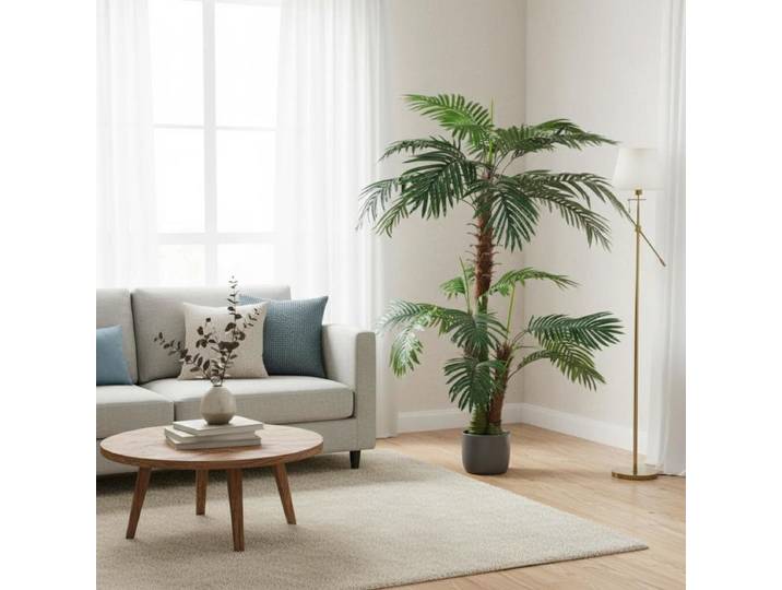 Plante artificielle Cycas de 150 cm, faux palmier Cycad, plante verte décorative pour la maison, le bureau, la terrasse, l'intérieur, l'extérieur, la décoration paysagère