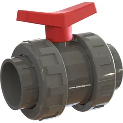 Absperr-Ventil (2-Wege-Kugelhahn) grau 63mm PVC-Klebemuffen