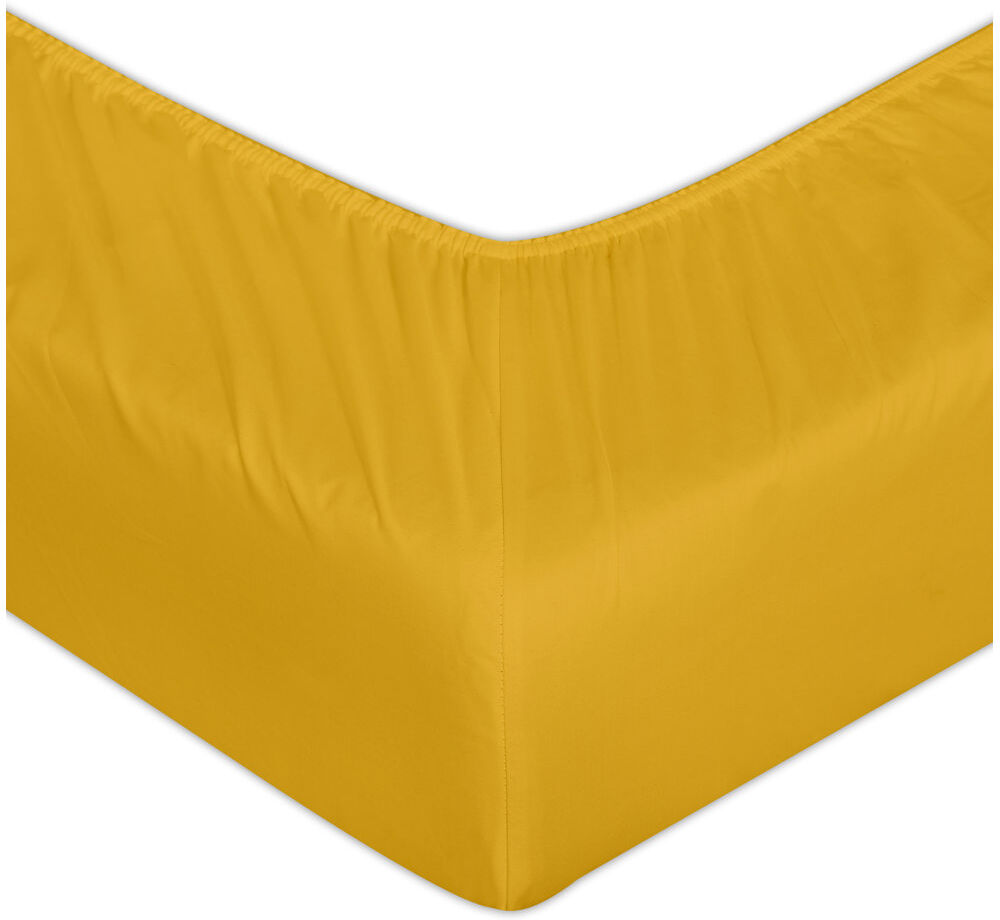 Lark Manor Pelletier 200 Thread Count Polyester Fitted Sheet, Soft & Durable Bed Sheet Ochre Double (4'6)