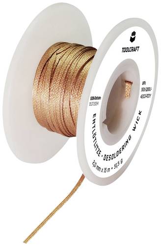 TOOLCRAFT TO-9658953 Entlötlitze Länge 15m Breite 2.0mm Flussmittel getränkt
