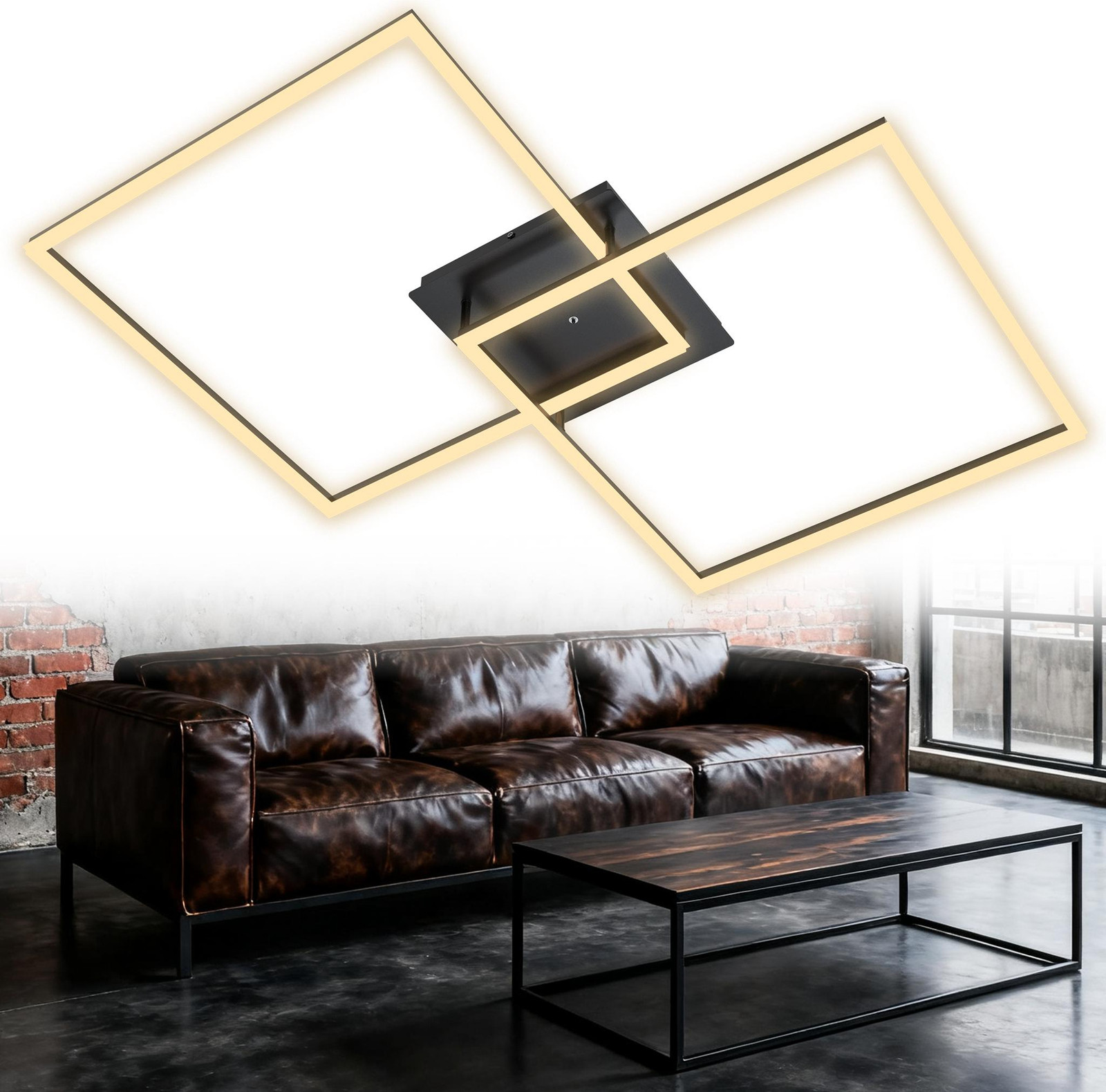 UISEBRT 72W LED Plafondlamp - Vierkant - Modern Geometrisch - Warm Wit - Metaal
