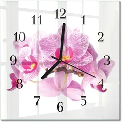 WANDUHR aus Glas 30x30 cm - Orchideen