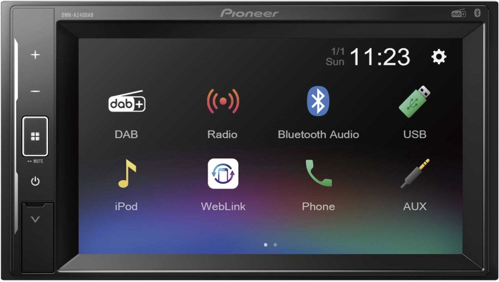 Pioneer Multimedia Car Radio met 6.2 inch 2DIN scherm, DAB, USB en achteruitrijcamera ingang