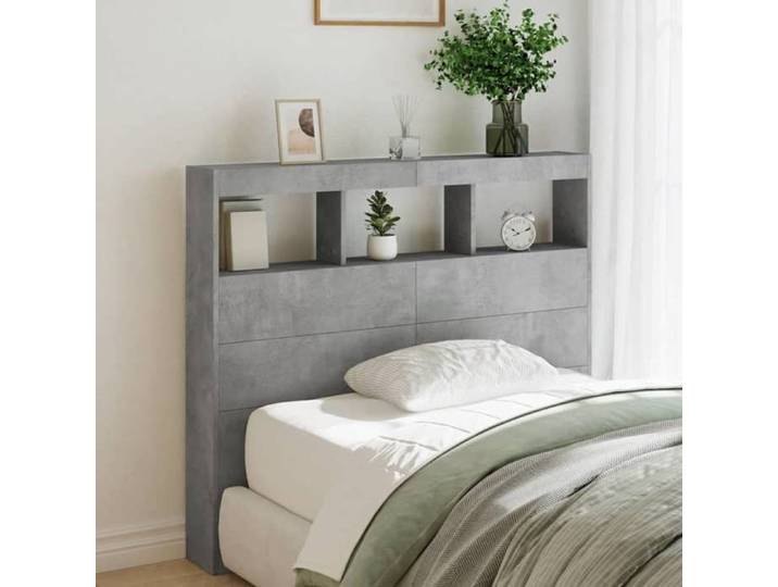 Armoire Tête de Lit avec LED Panneau de Lit avec Compartiment Tête de Lit avec Armoire Meuble de Chambre à 839192