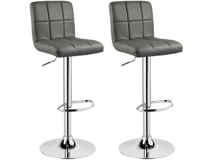 WOLTU Tabouret de bar en cuir artificiel lot de 2 Siège bien rembourré Tabouret de bar pivotant ajustable en hauteur Gris