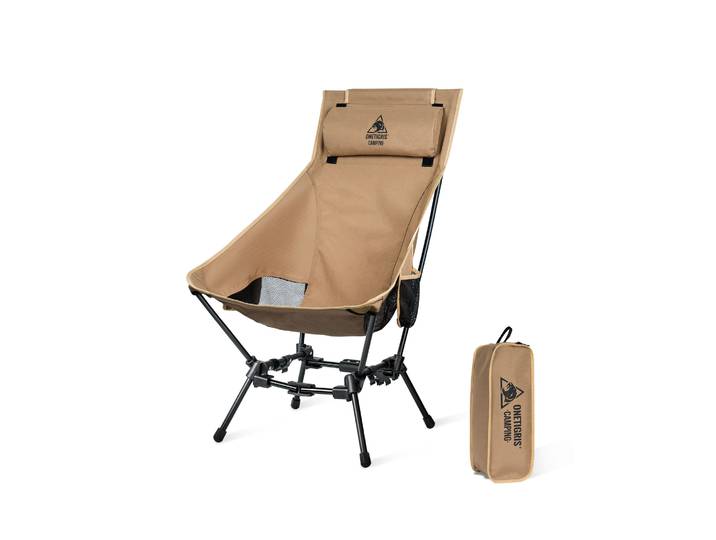 OneTigris Camping chaises pliantes en plein air chaise touristique à dossier haut pour la pêche Trekking barbecue fêtes jardinage plage utilisation intérieure