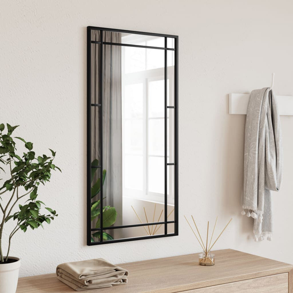 17 Stories Mirl Iron Wall Mirror Black 80cm H x 40cm W