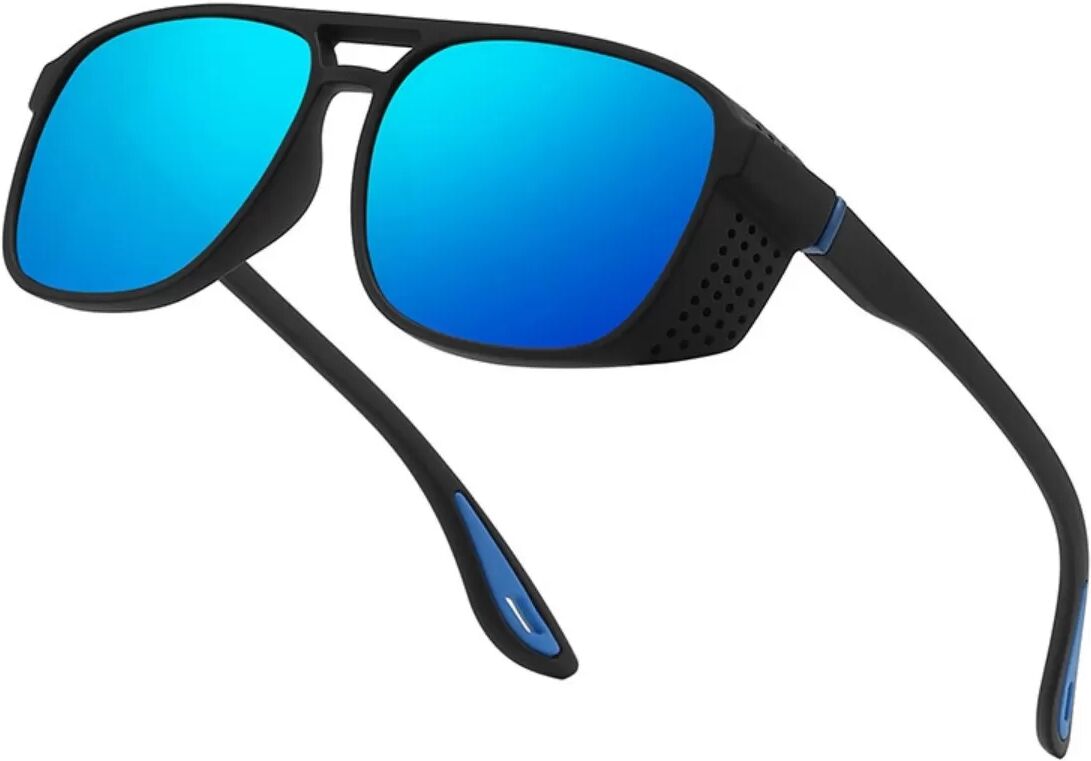 INF Sport Polarisierte Sonnenbrille mit TAC-Gläsern, PC-Gestell und Doppelsteg-Design Schwarz + Blau