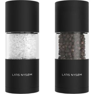 LARS-NYSØM Gewürzmühle Sjael Carbon Black, Höhe 11,6 cm, Edelstahl/Kunststoff, Keramikmahlwerk, Salz- und Pfeffermühle, 2 Stück