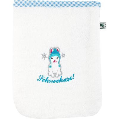 Waschlappen ADELHEID "Schneehase Waschlappen", weiß, B:16cm L:21cm, Frottee, Handtücher, mit Paspel und Stickerei