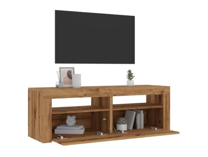 Xichuzi TV-Schrank mit LED Artisan-Eiche 120x35x40 cm Holzwerkstoff, TV Lowboard, Fernsehschrank, Fernsehtisch, Fernseher Schrank, TV Sideboard, TV Board, TV Cabinet, TV Bank, TV Kommode - 856314